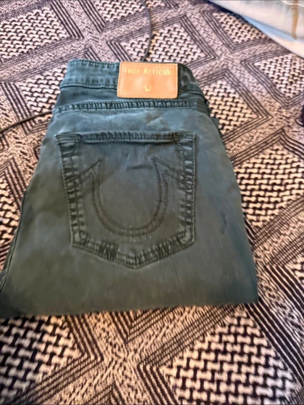 True Religion Dark Green Denim Jeans- worn a bunch but‎ still great- retail 90
